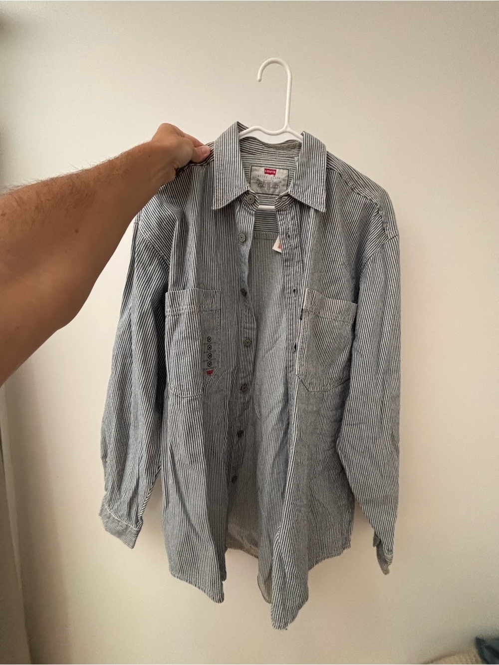 Levi's Navy and White Striped Lightweight Shirt Jacket